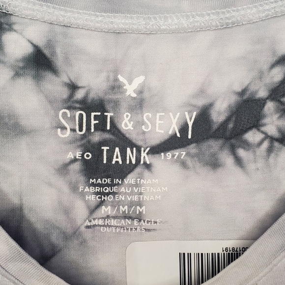 Pre-Loved Grey Tie Dye American Eagle Outfitters Tank Shirt Soft and Sexy Size M - Picture 4 of 8